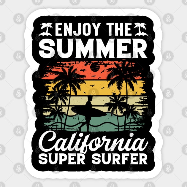 Enjoy The Summer California Super Surfer Sticker by busines_night